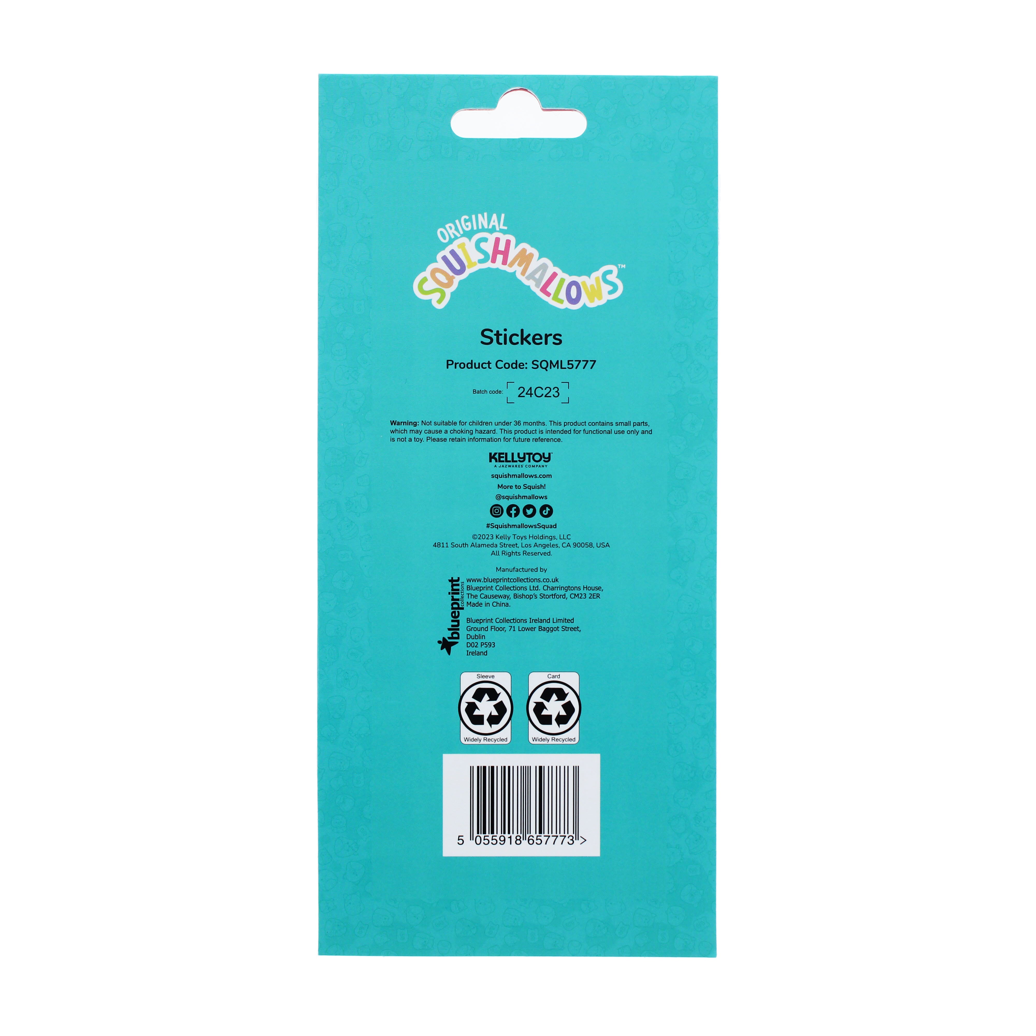 50-Piece Squishmallows Puffy PVC Sticker Sheet for Custom Crafts