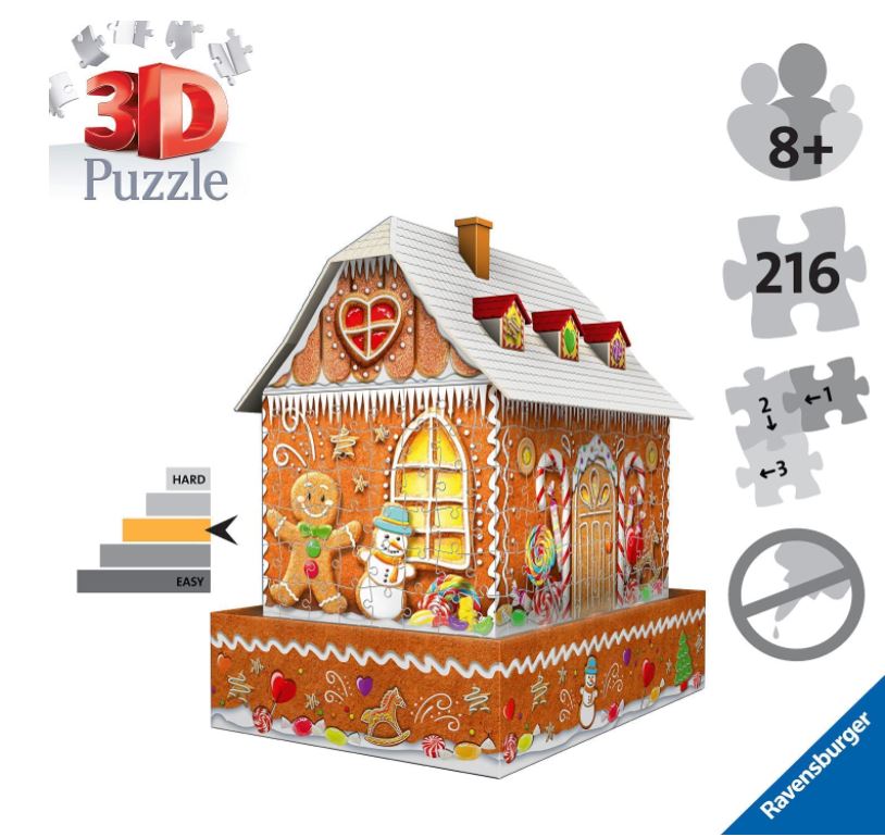 Hot Deal! Ravensburger 216-Piece Christmas Ginger Bread House Night Edition Puzzle