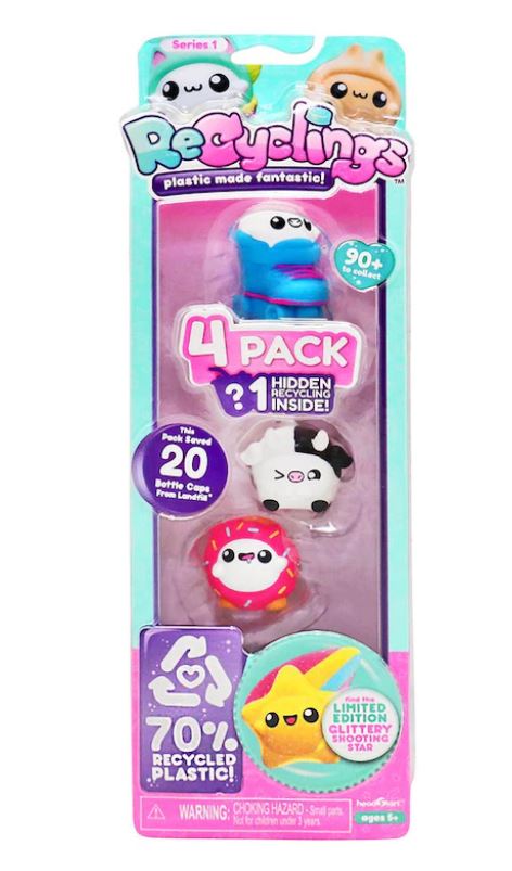 Recyclings S1 4 - Pack Bottle Set of Adorable Recycled Plastic Collectibles