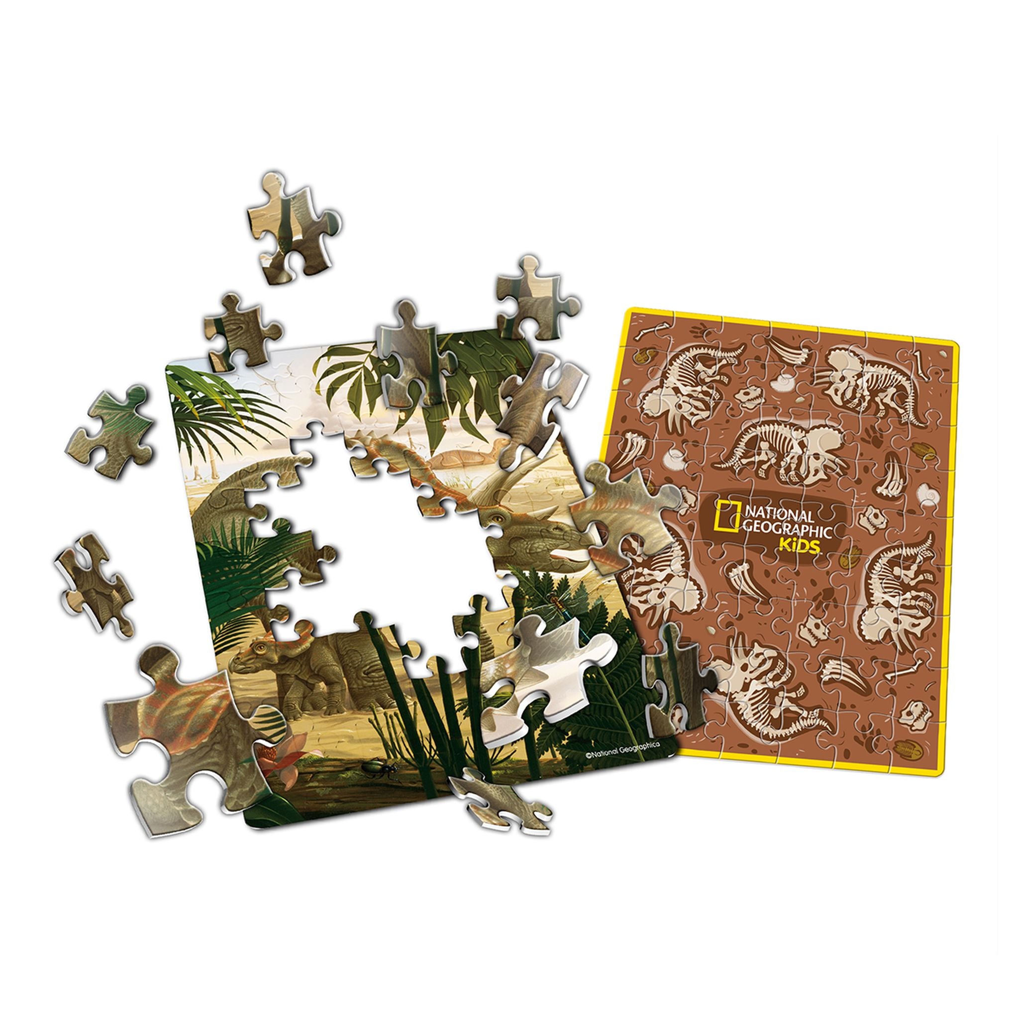 Hot Sale! National Geographic 63-Piece Double-Sided Dinosaur Puzzle in Egg - Triceratops for Kids