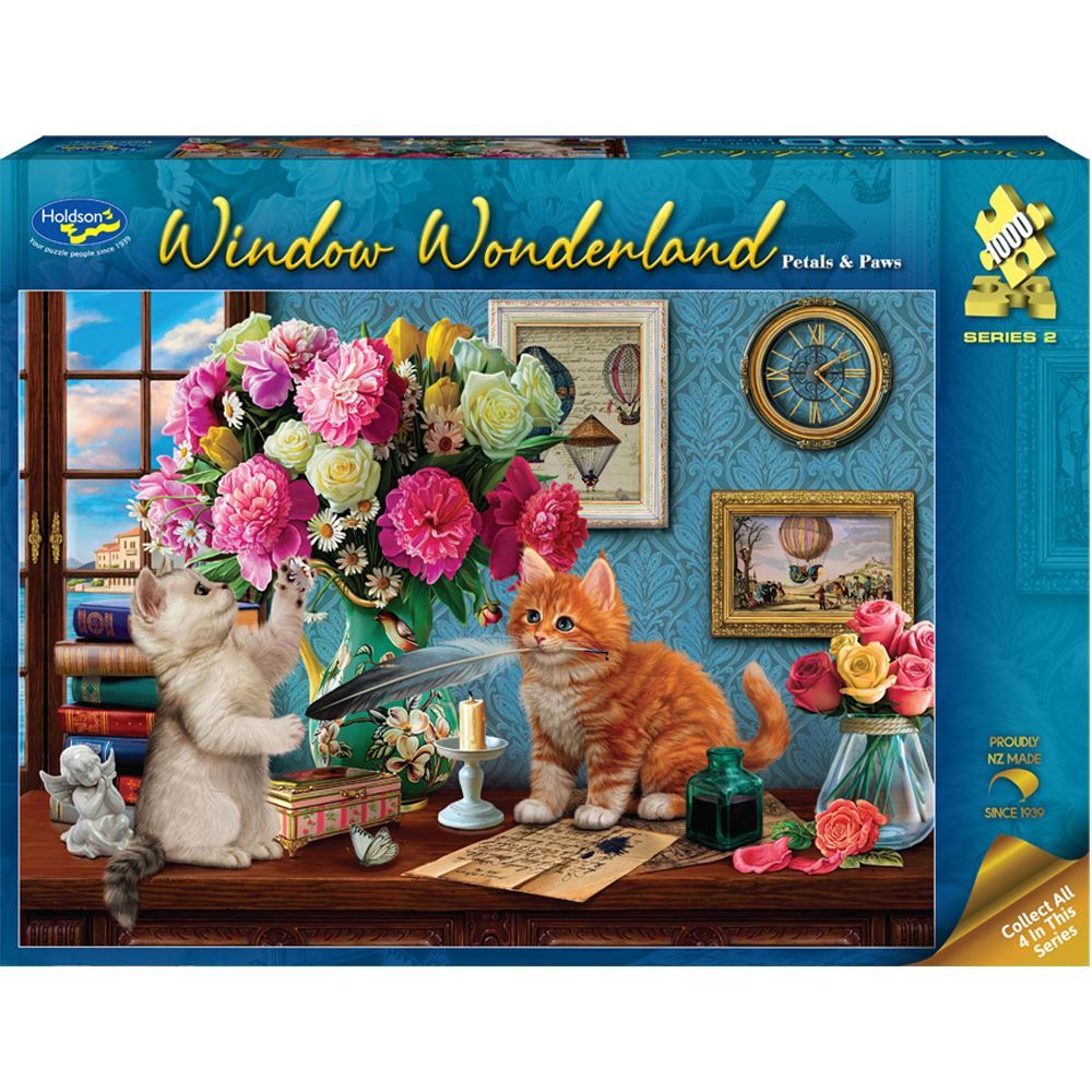 Window Wonderland S2: 1000-Piece Jigsaw Puzzle - Petals & Paws, Hot Collectible