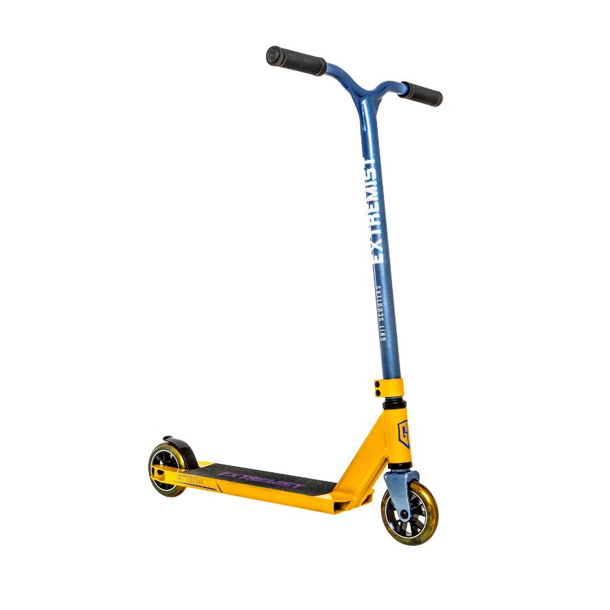 GRIT Extreme Gold/Blue Scooter with Upgraded Wide Deck