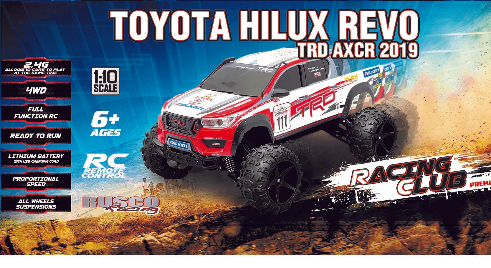Rusco Racing 1:10 Scale 4x4 High - Speed Toyota Hilux Ute for Racing