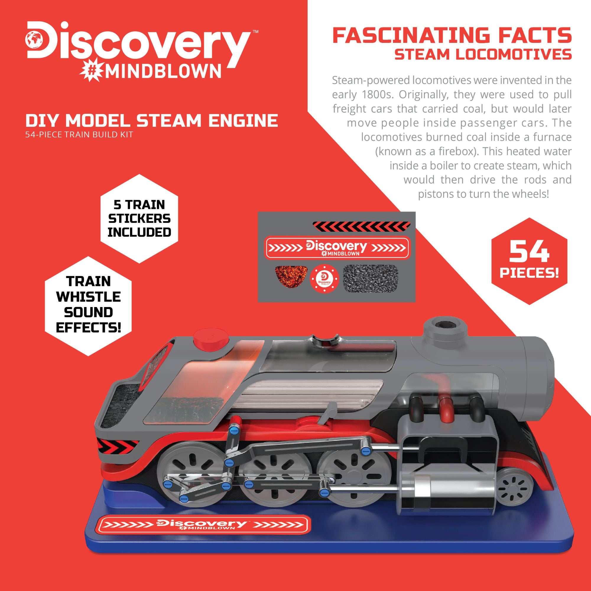 DIY Discovery Mindblown Realistic Model Steam Engine for Kids