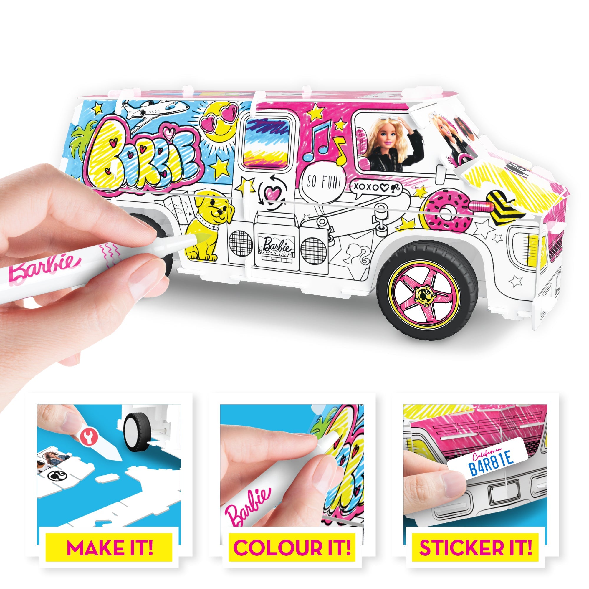 Hot! Barbie Creative DIY Pull - Back Super Camper Kit