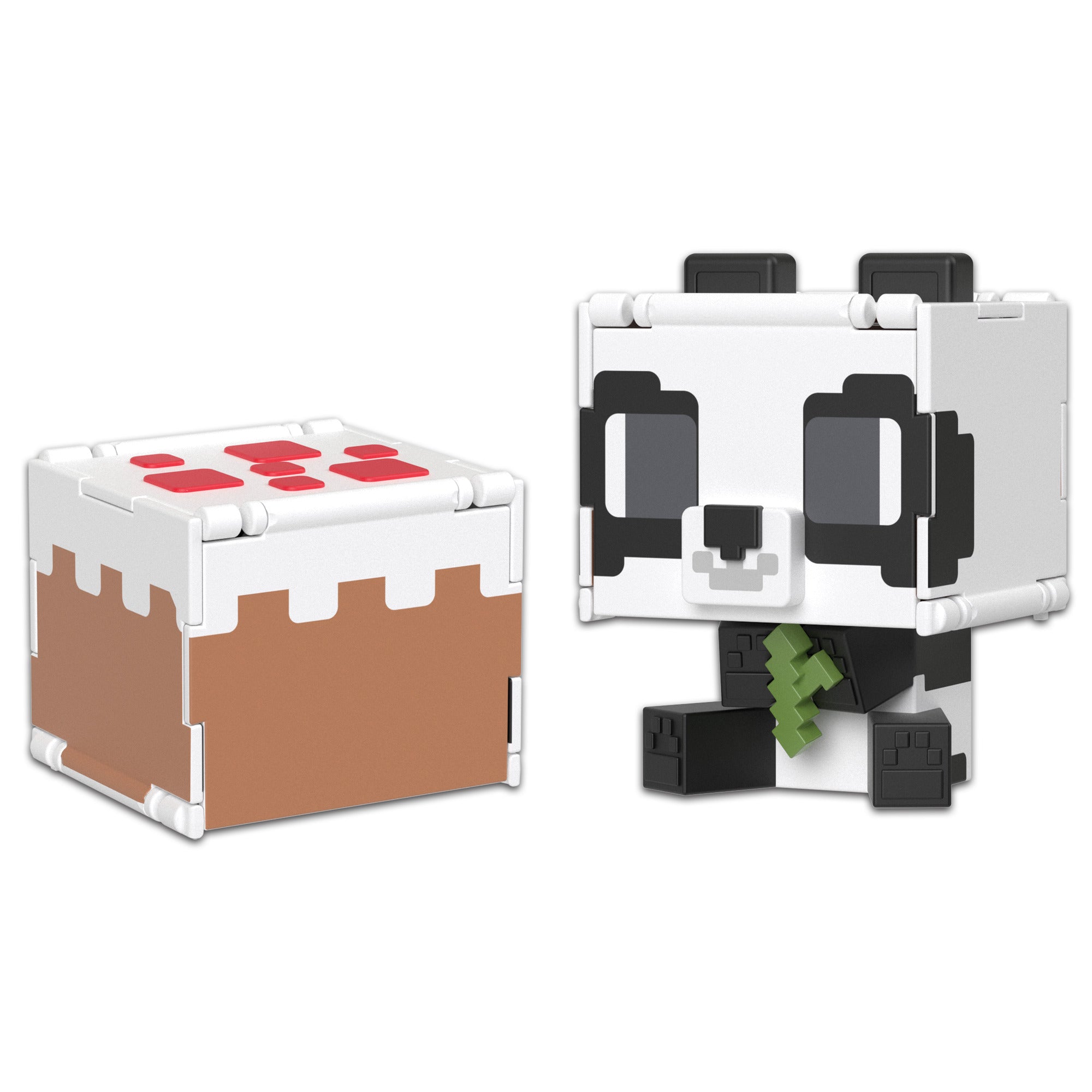 Hot Deal! Minecraft Flippin' Figs Collectible - Panda + Cake Set