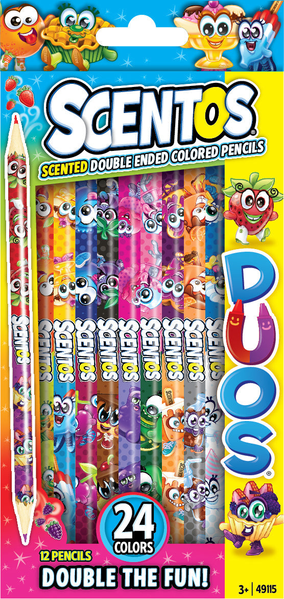 Scentos 12-Pack Scented Double-Ended Colored Pencils - Double the Colors!