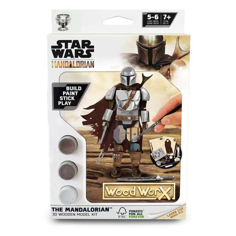 Hot Deal! Colorific 3D Star Wars The Mandalorian Wooden Model Building Kit by Wood Worx