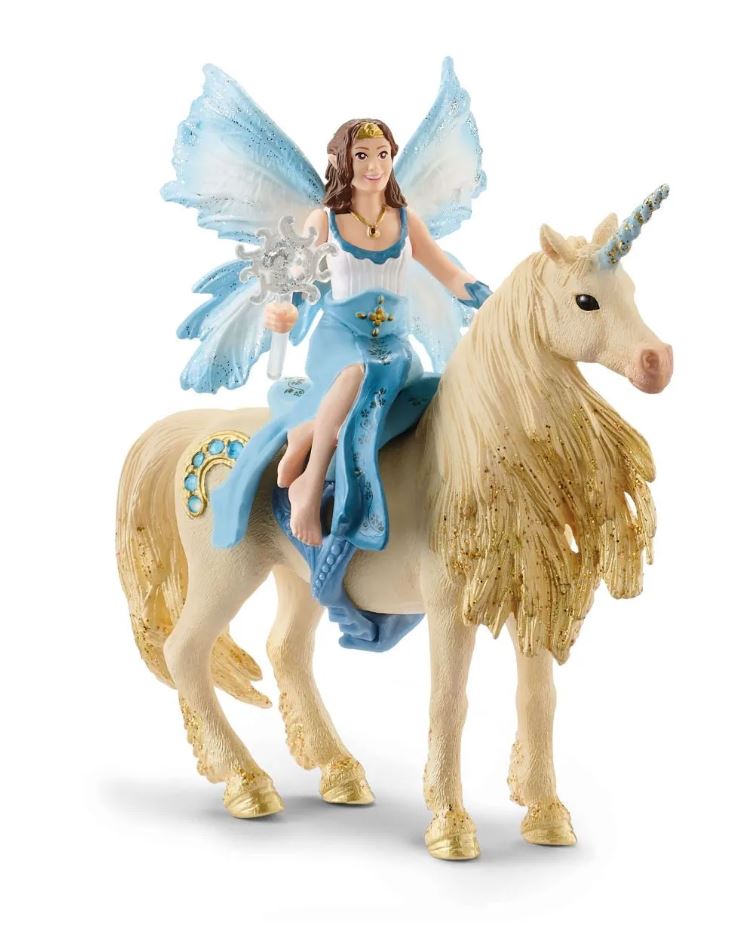 Hot! Schleich Eyela Doll Riding on a Stunning Golden Unicorn Toy Set