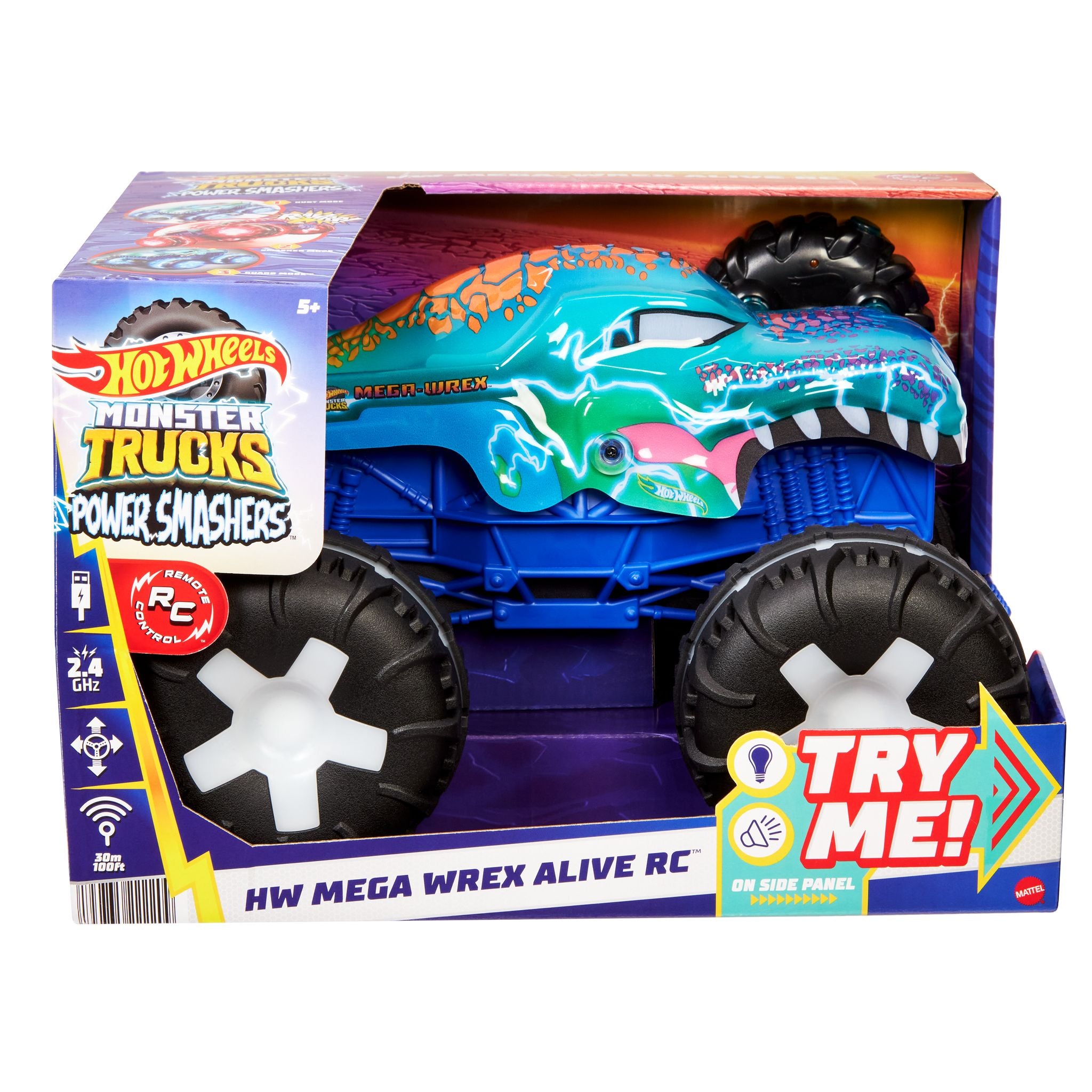 Hot Wheels 1:15 Scale Mega Wrex Alive Remote - Control Monster Truck: 3 Play Modes for Kids