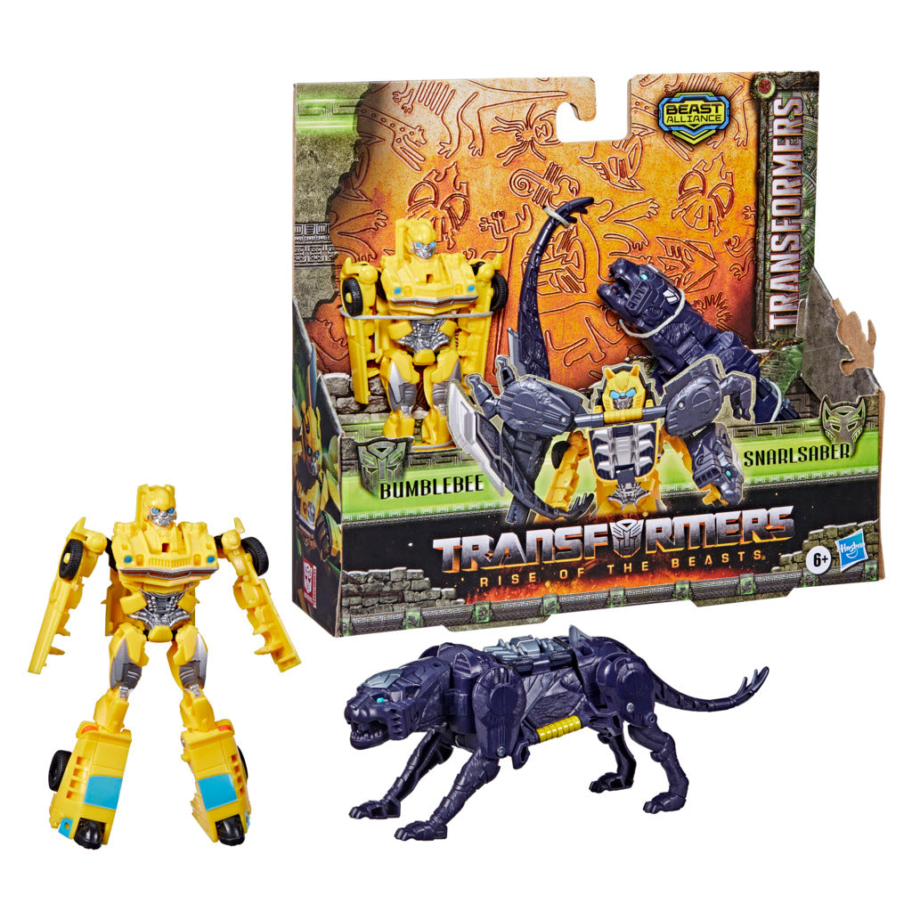 Hot Deal! Transformers Rise of the Beasts Beast Combiner 2 - Pack: Bumblebee and Snarlsaber Toys