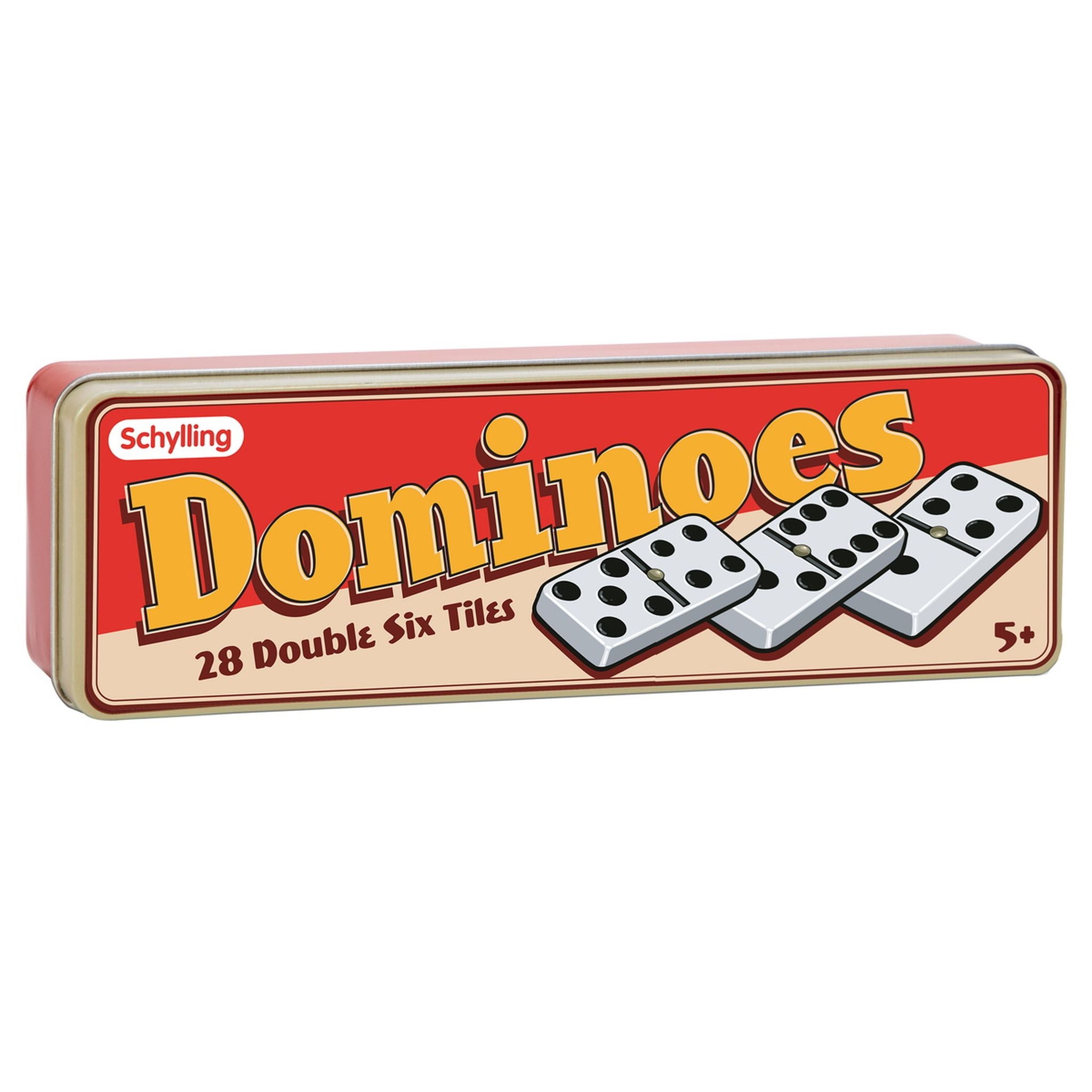 Schylling Double Six Dominoes in Classic Tin Box - Great Family Game!