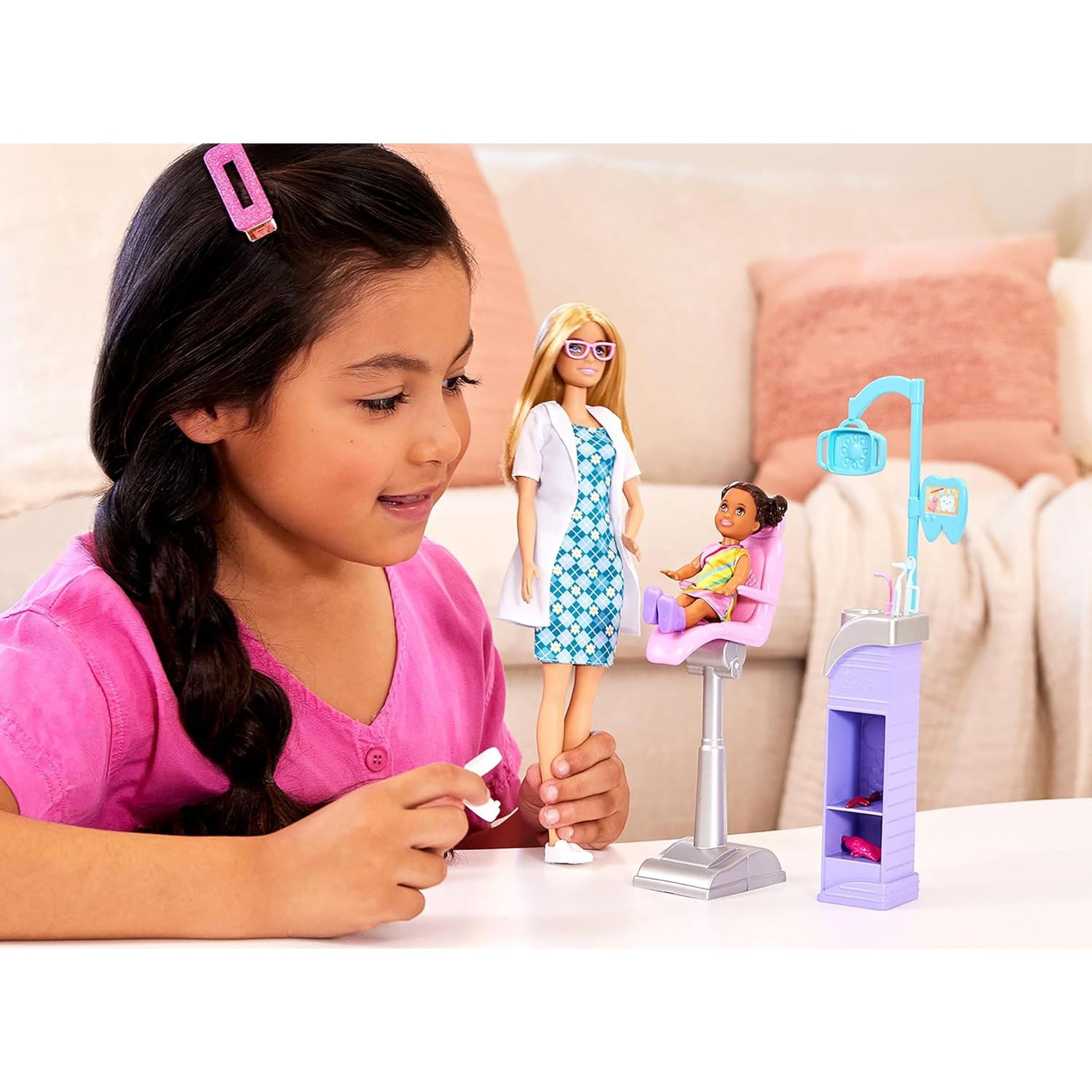 Hot! Blonde Barbie Dentist Career Doll & Playset