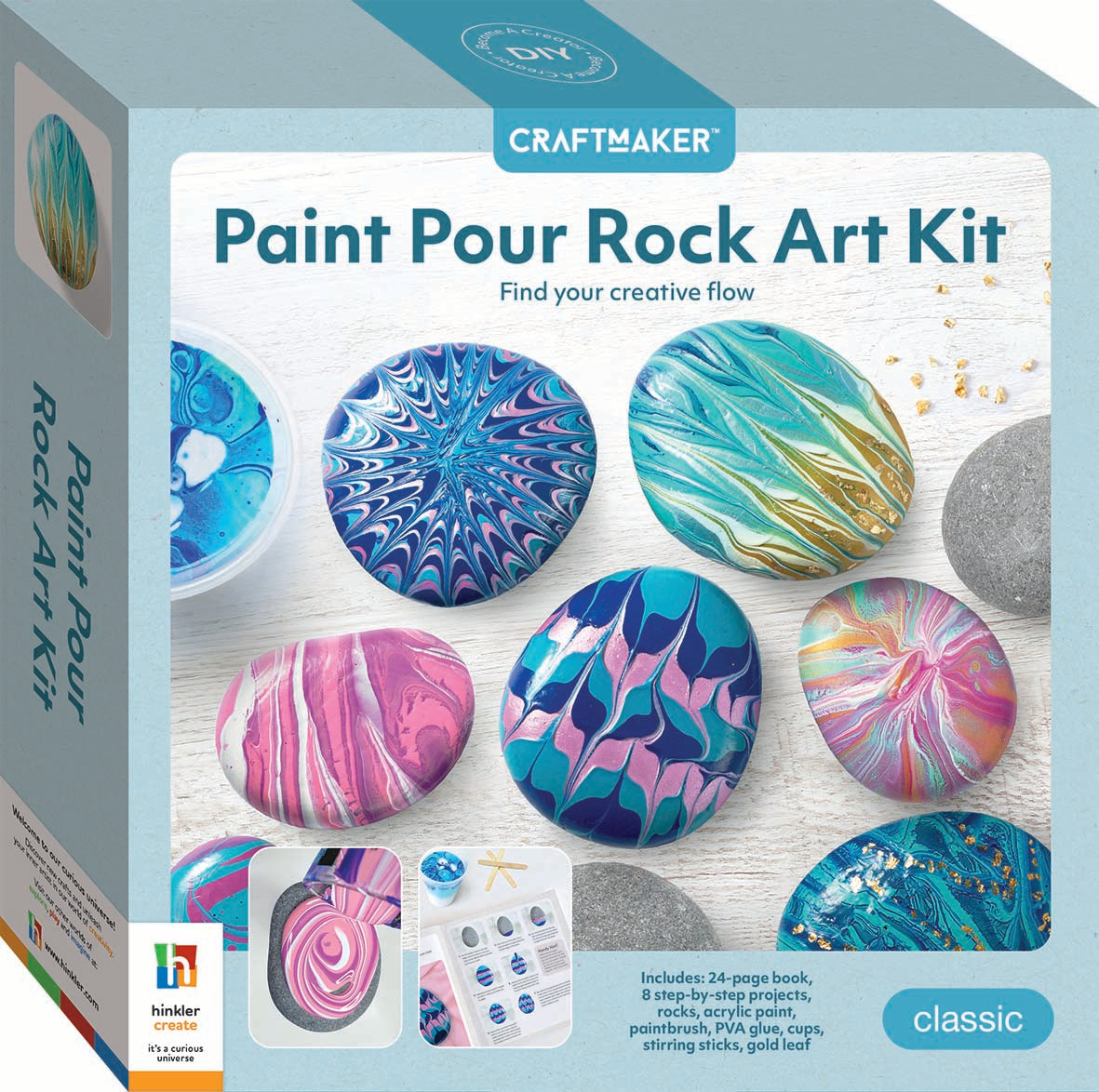 Hot! Hinkler Acrylic Paint Pouring Rock Art Craft Kit for Creative DIY