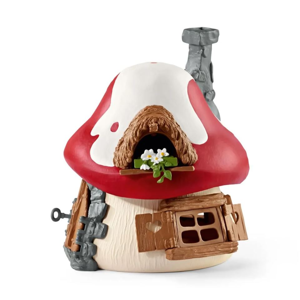 Hot Deal! Schleich Play Set: Large Smurf House with 2 Figurines - Papa Smurf and Gargamel