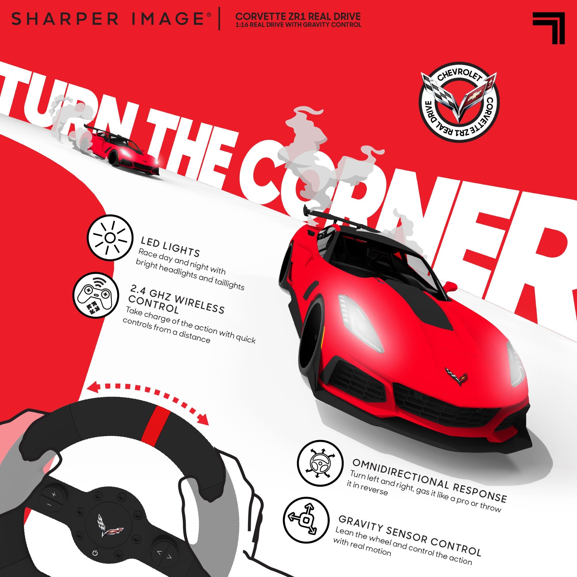 Sharper Image 1:16 Scale RC Real Drive Chevrolet Corvette with Dual Control Modes