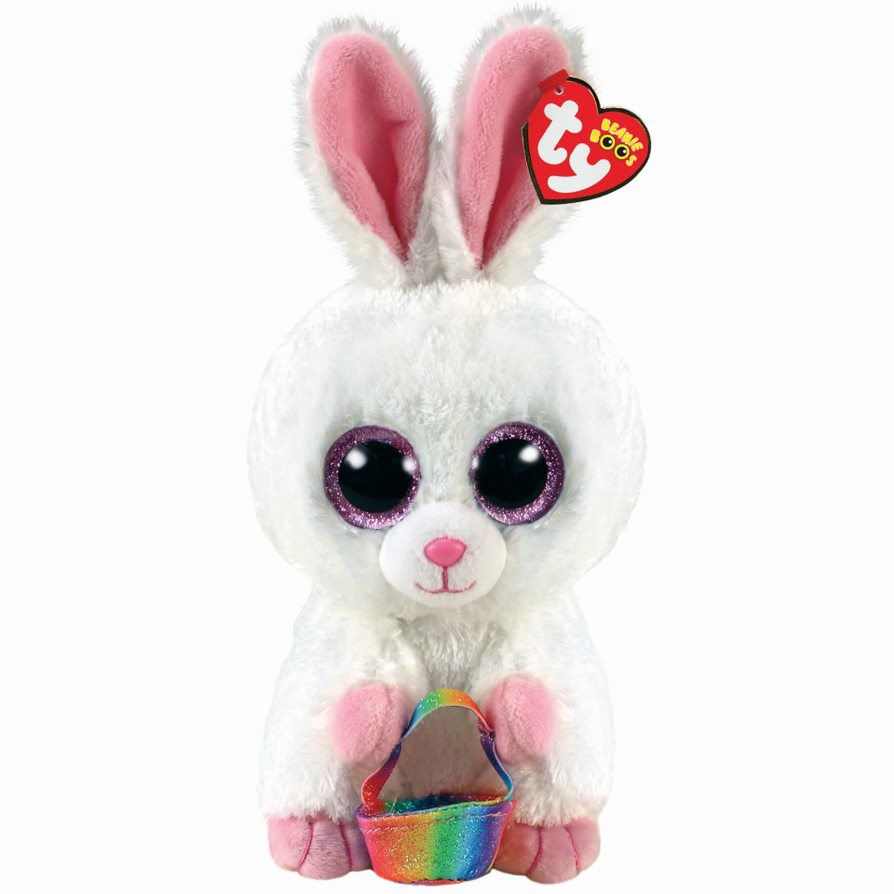 Hot Sale! TY Beanie Boos 15cm Sunday The Rabbit Soft Toy With Basket
