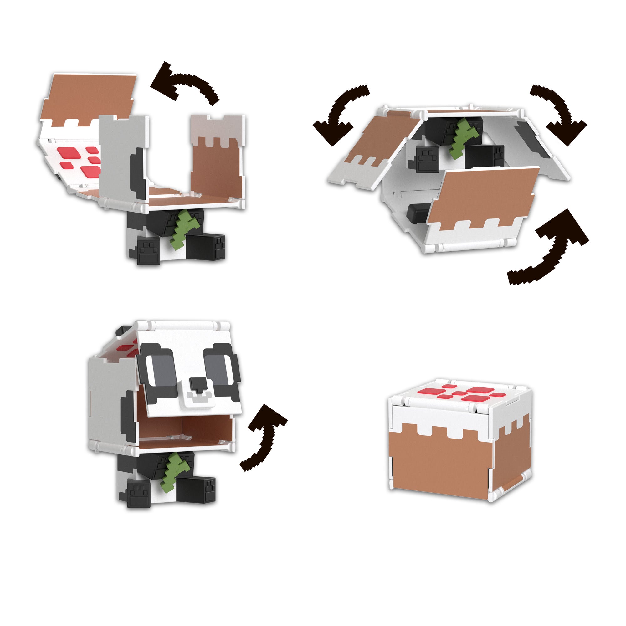 Hot Deal! Minecraft Flippin' Figs Collectible - Panda + Cake Set
