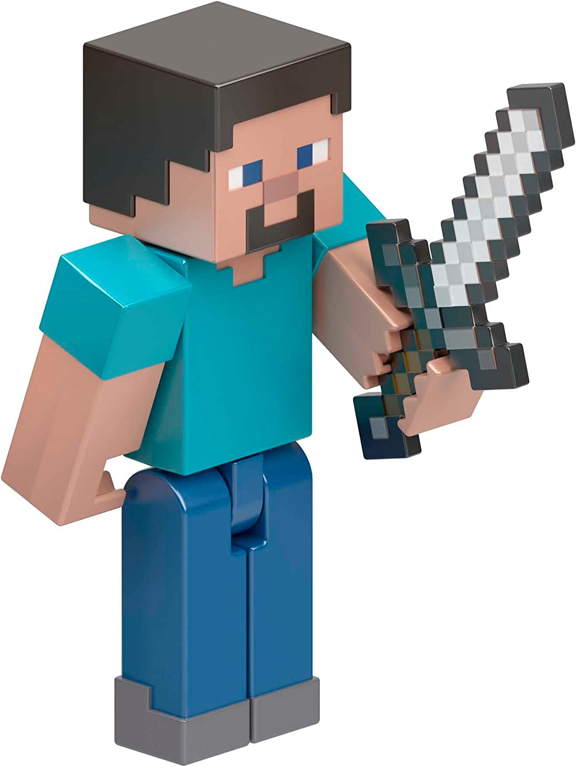 Hot! Minecraft Steve with Iron Sword Build-A-Portal Figure
