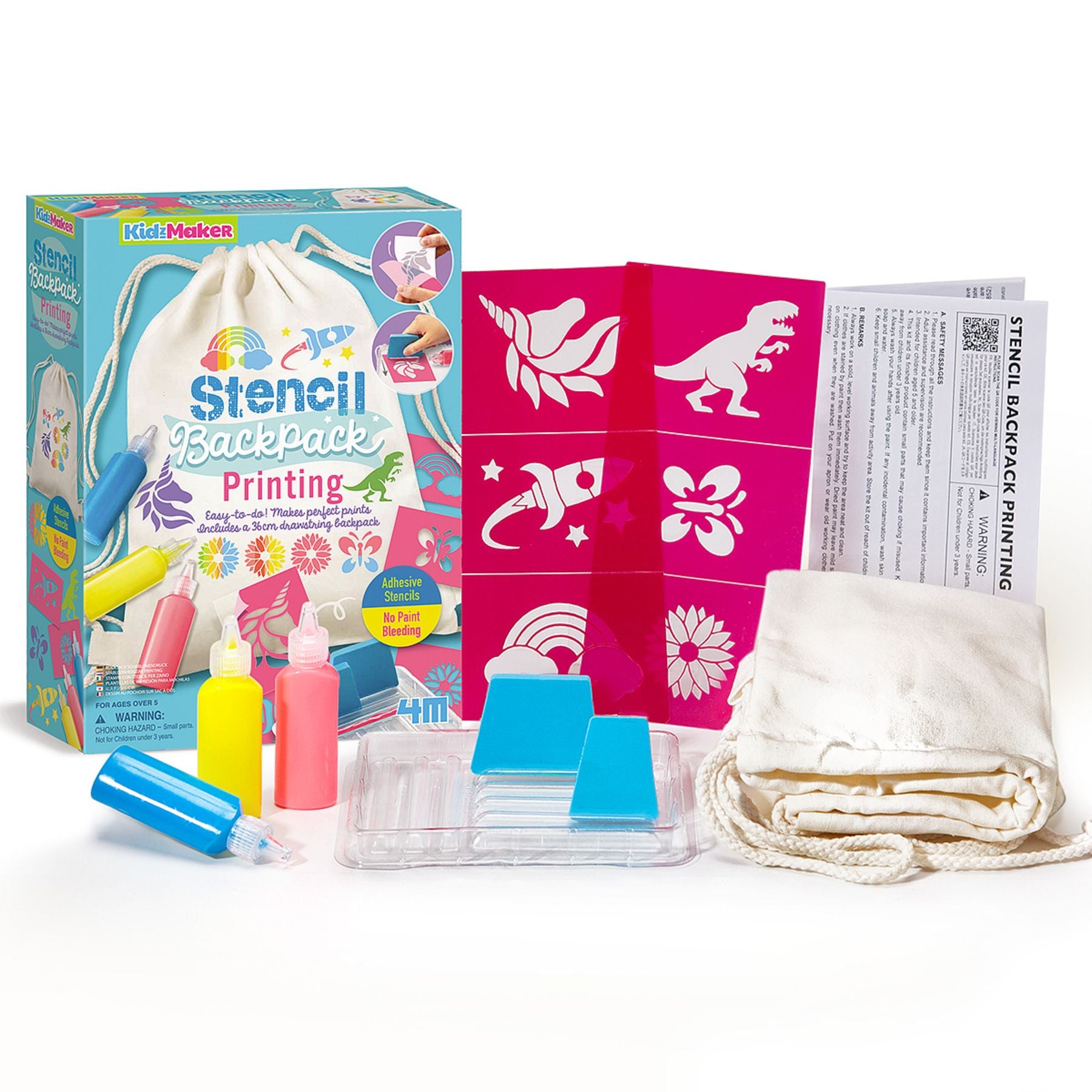 Hot Sale! 4M Backpack Stencil Printing Set for Creative Printing on Backpacks