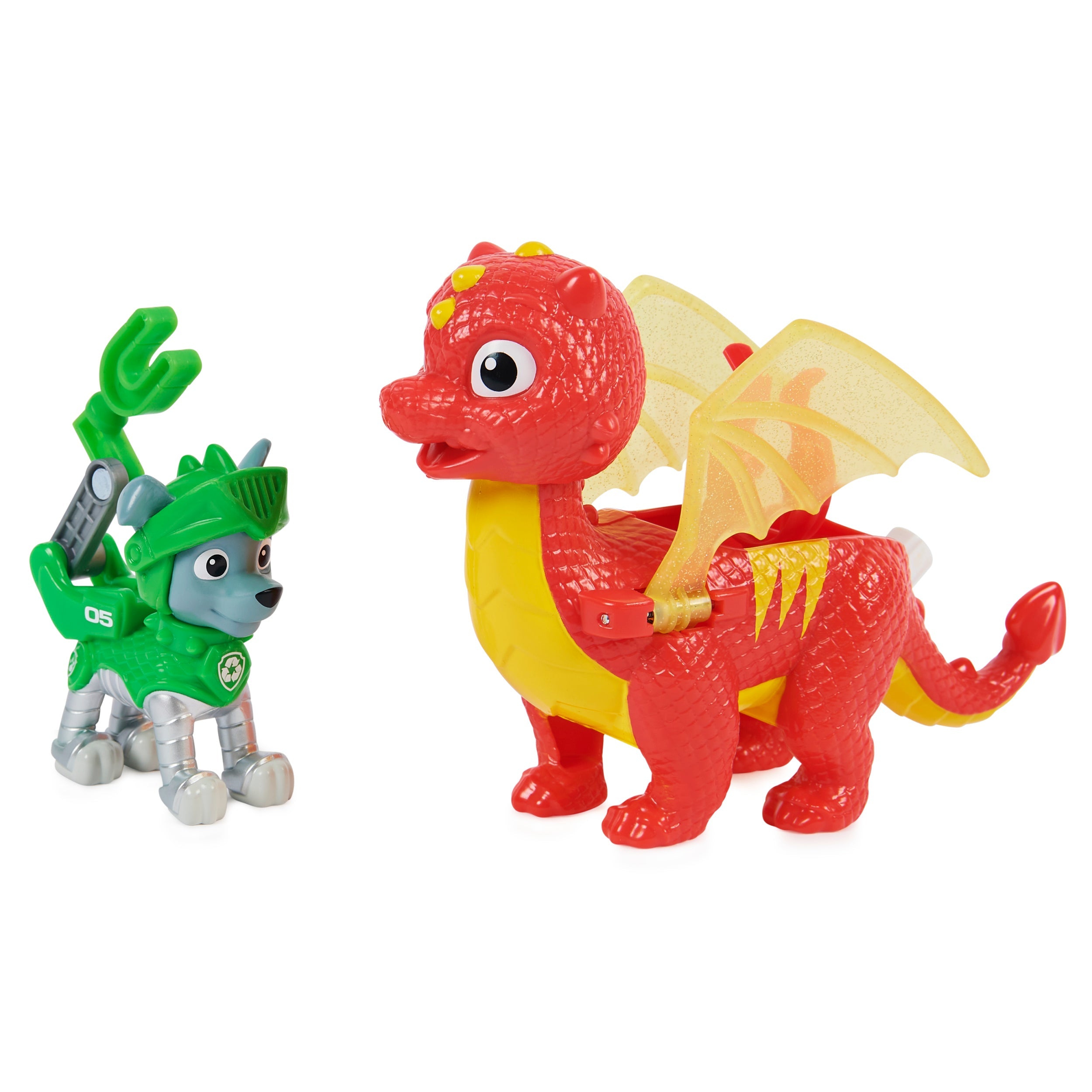 PAW Patrol Rescue Knights: Rocky and His Magical Dragon Flame Action Figures