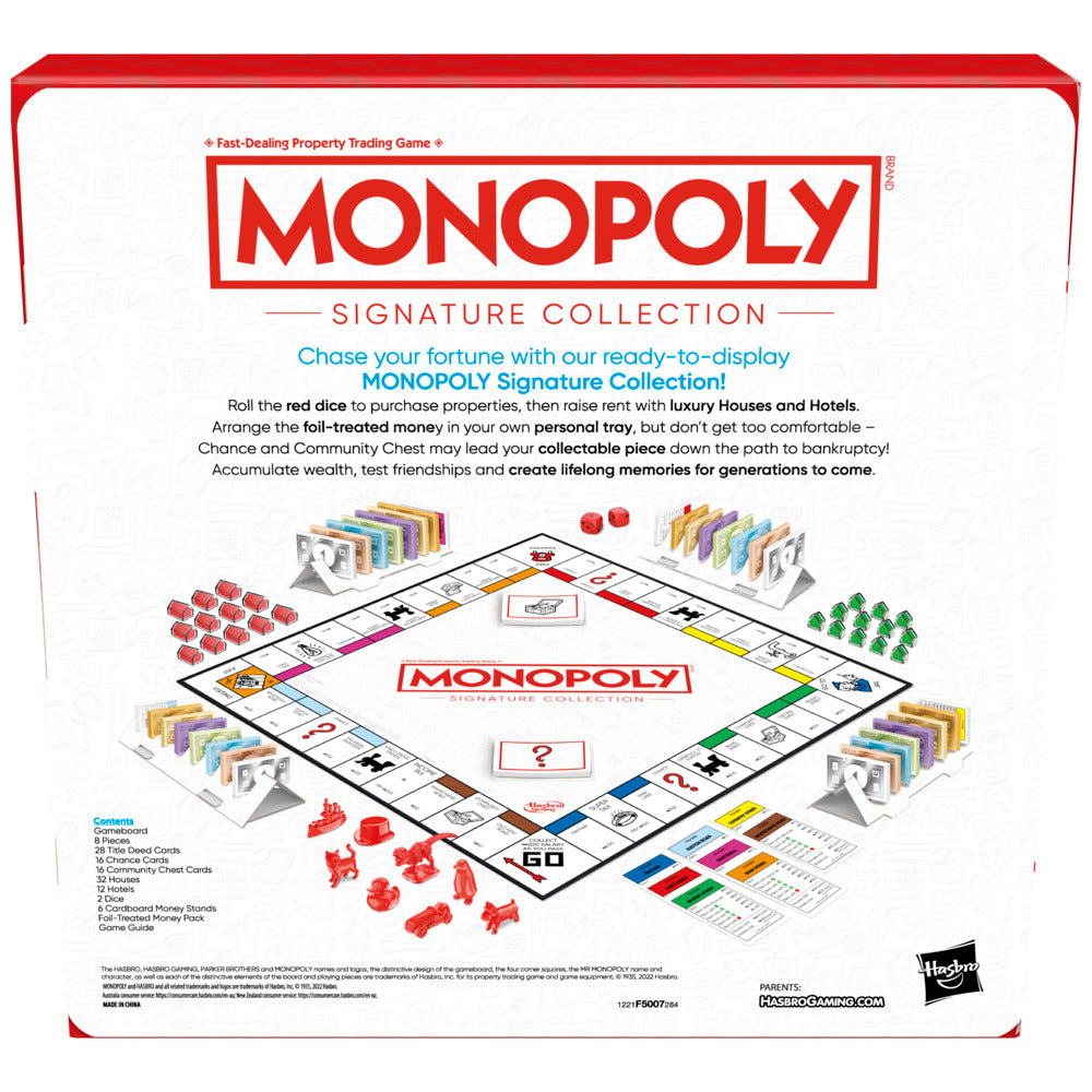 Premium Monopoly Signature Collection Family Board Game for 2 - 6 Players Aged 8+