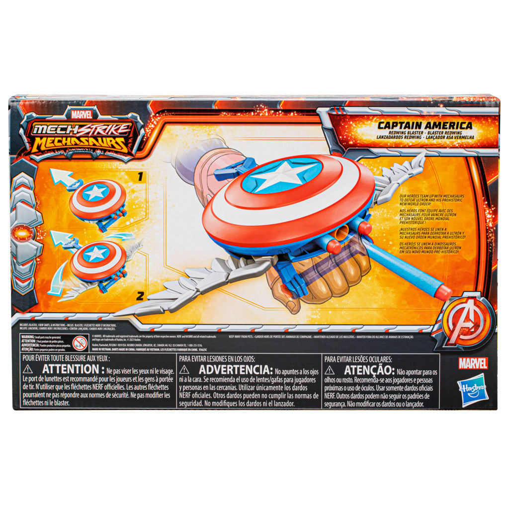 Hot! Marvel Mech Strike Mechasaurs Captain America Redwing Nerf Blaster Toy for Kids
