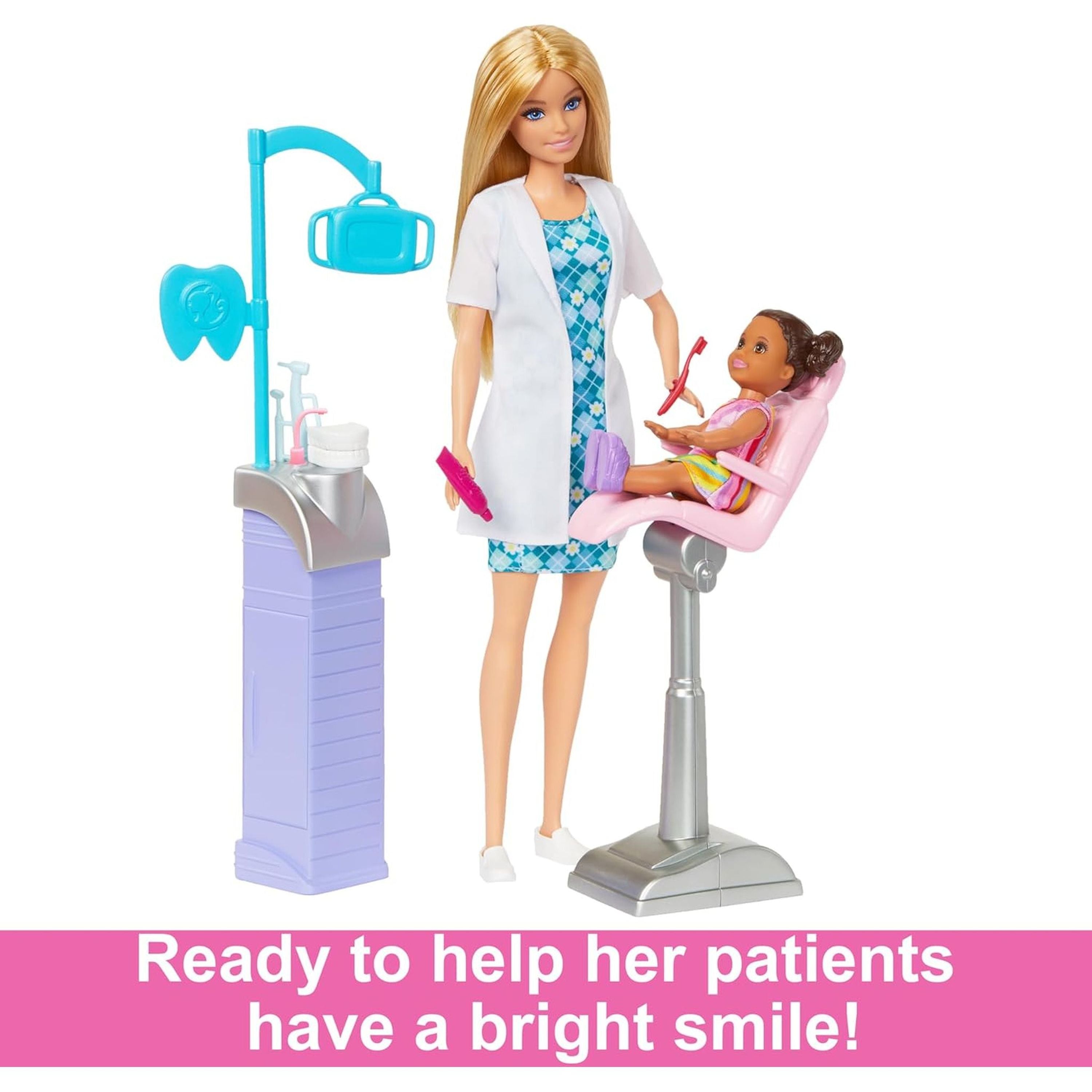 Hot! Blonde Barbie Dentist Career Doll & Playset