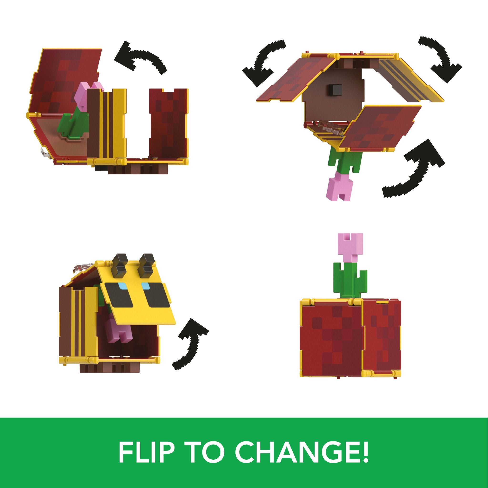 Hot! Minecraft Flippin' Figs - Bee & Flower Pot Set