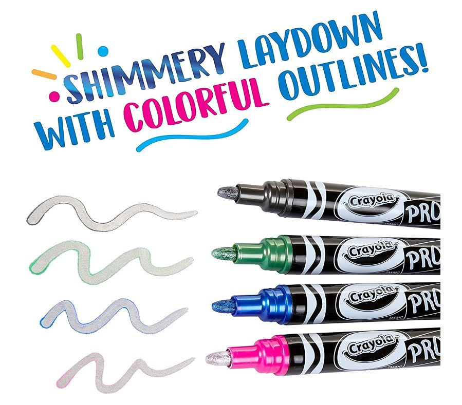 4-Pack Crayola Metallic Outline Markers for Sparkling Arts & Crafts