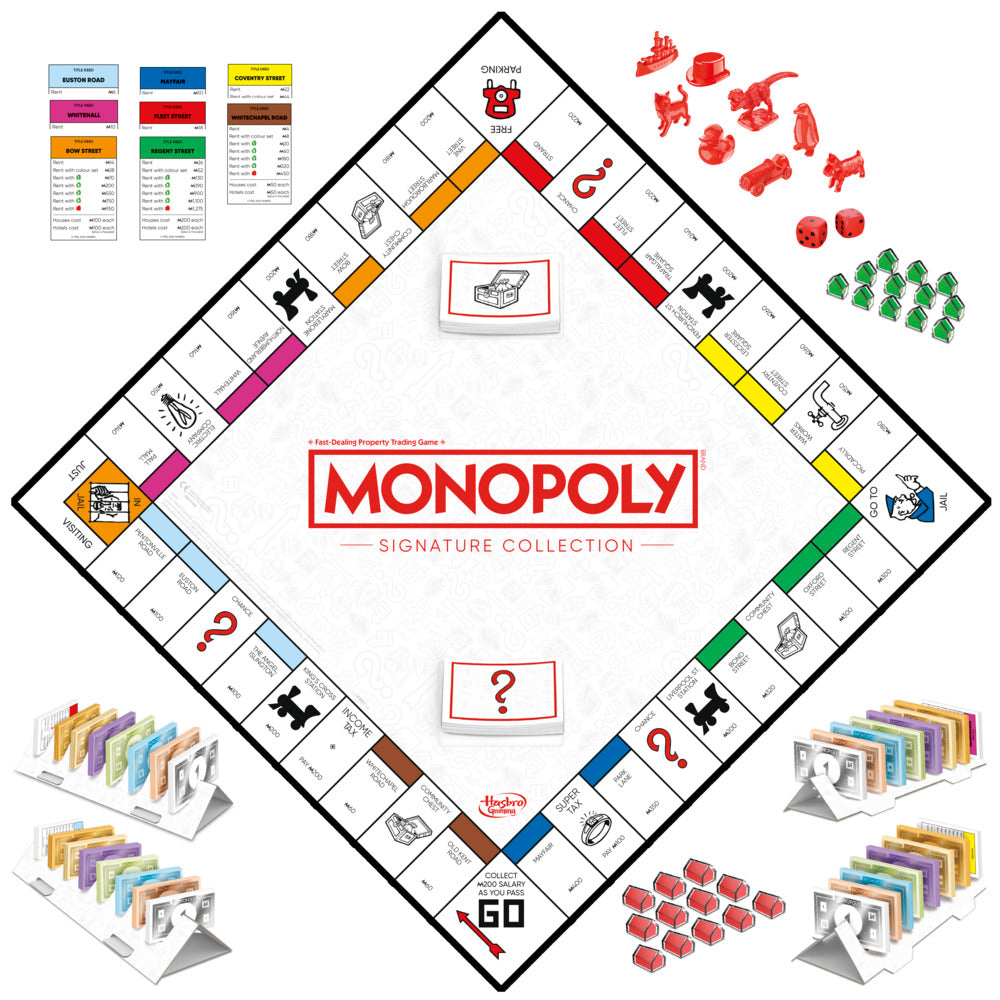 Premium Monopoly Signature Collection Family Board Game for 2 - 6 Players Aged 8+