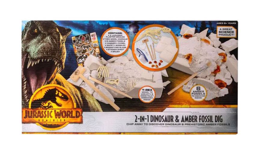 Jurassic World 2-in-1 Fun: Dinosaur & Amber Fossil Dig Set