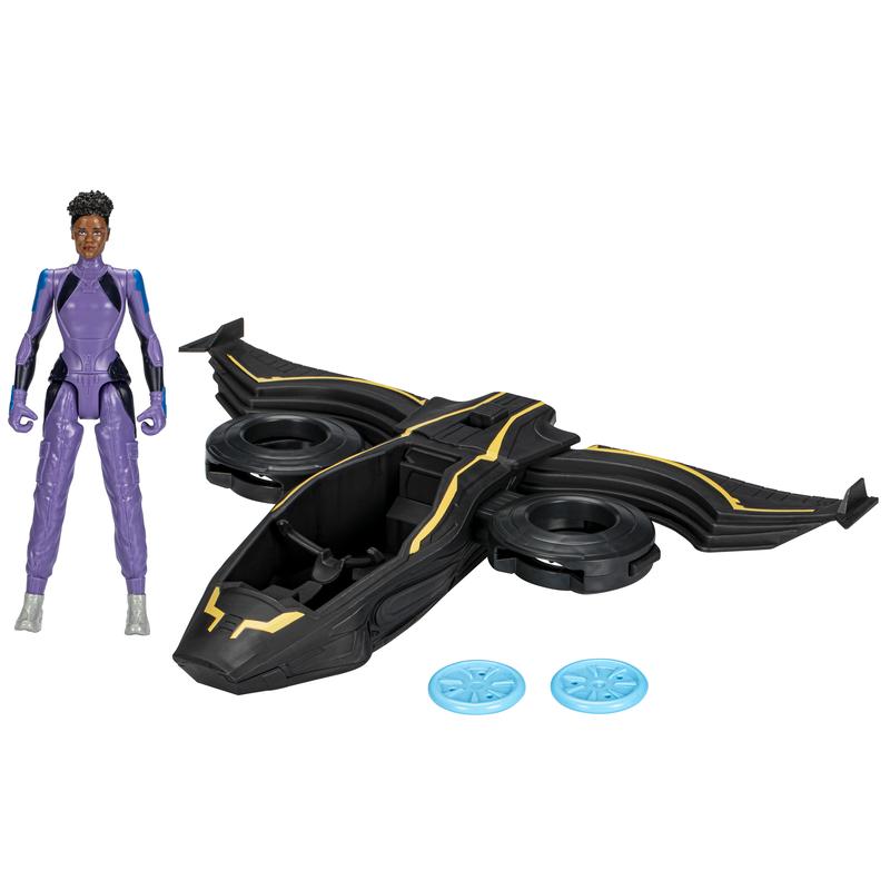 Hot! Marvel Black Panther - Shuri Figure & Transforming Vehicle Set