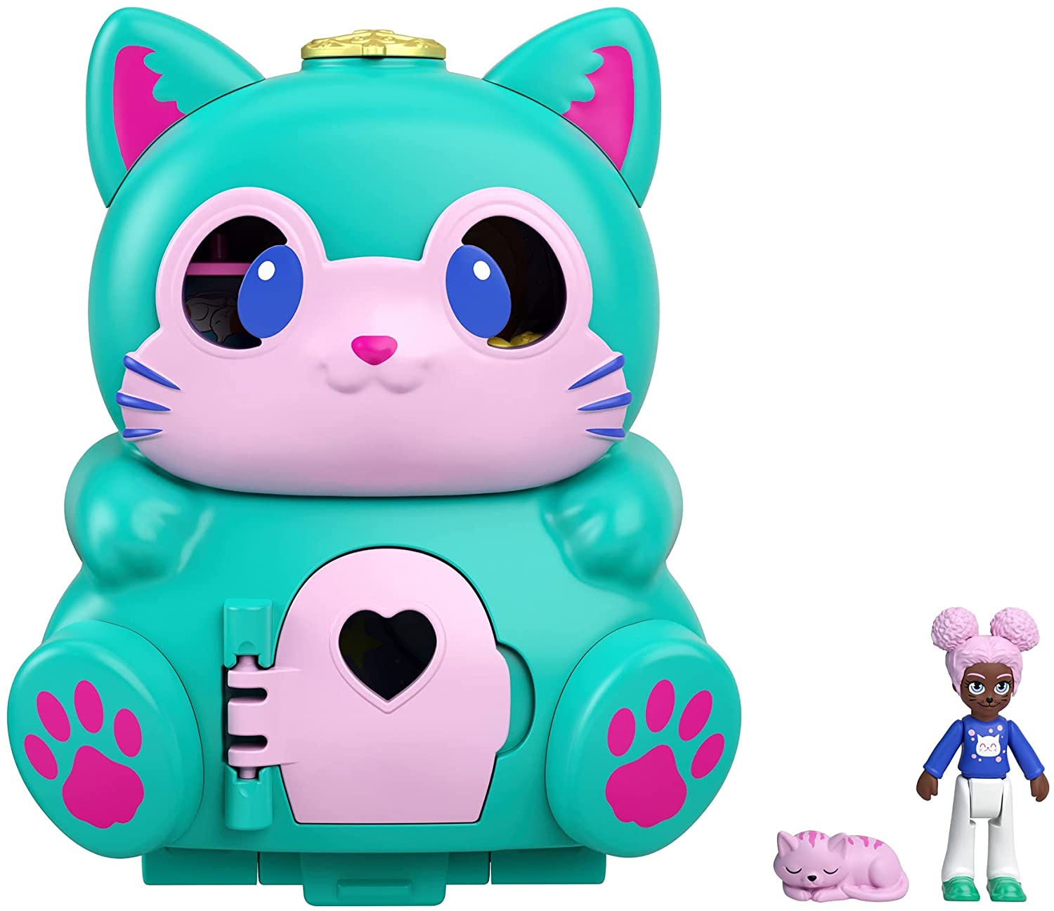 Hot! Polly Pocket Flip & Find Cat Compact