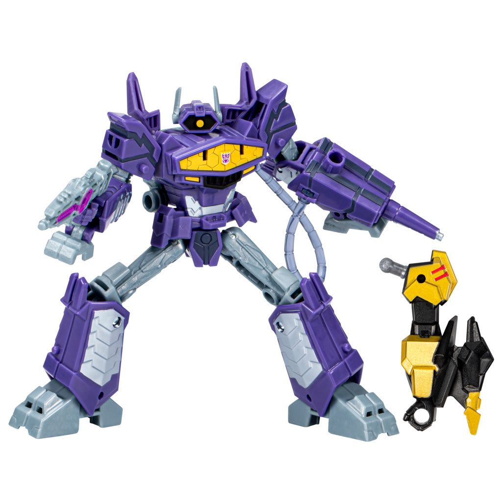 Deluxe Class Transformers Earthspark - Shockwave Toy with Build-a-Figure Piece