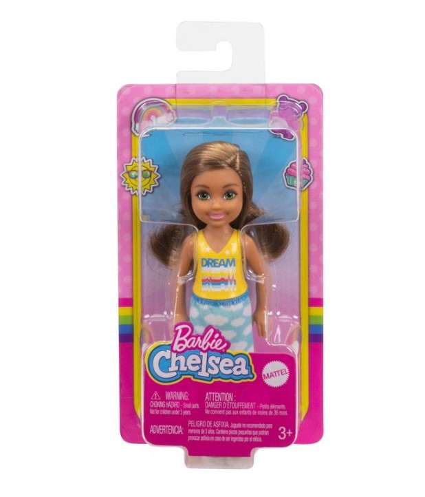 Hot! Barbie Club Chelsea Doll with Cloud Print Skirt