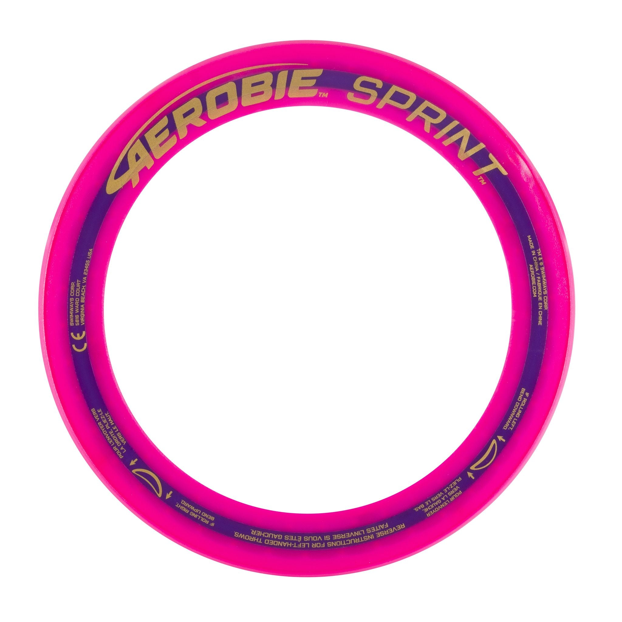 Aerobie Sprint Flying Ring - 10 Inch Magenta Color, Ideal for Outdoor Fun