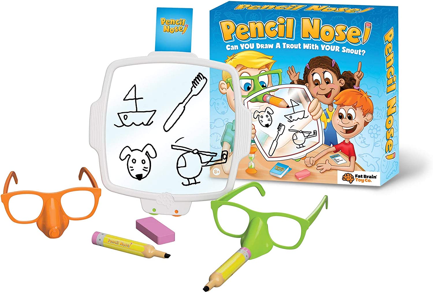 Fat Brain Toys Pencil Nose - Hilarious Party Drawing Game for Family Fun
