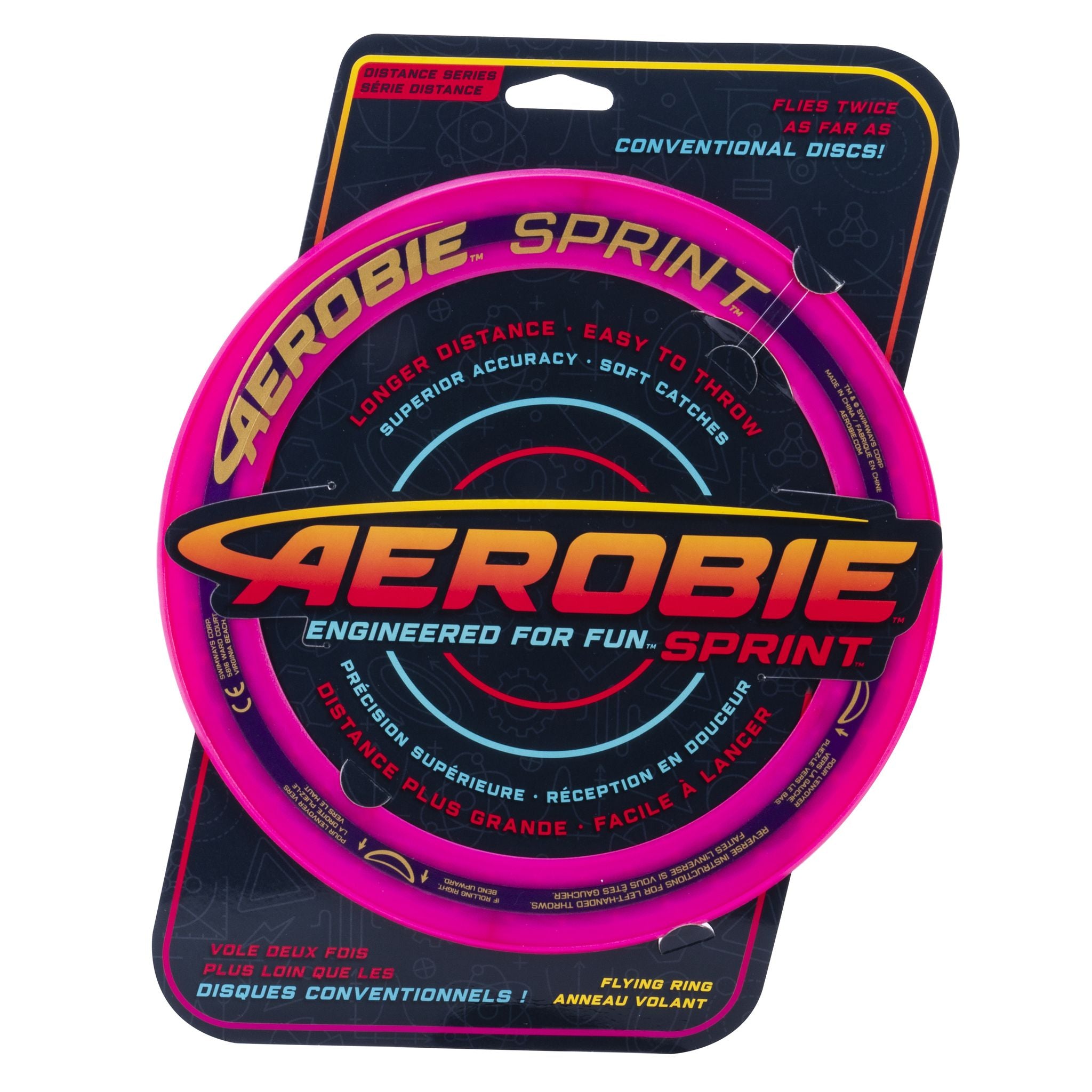 Aerobie Sprint Flying Ring - 10 Inch Magenta Color, Ideal for Outdoor Fun