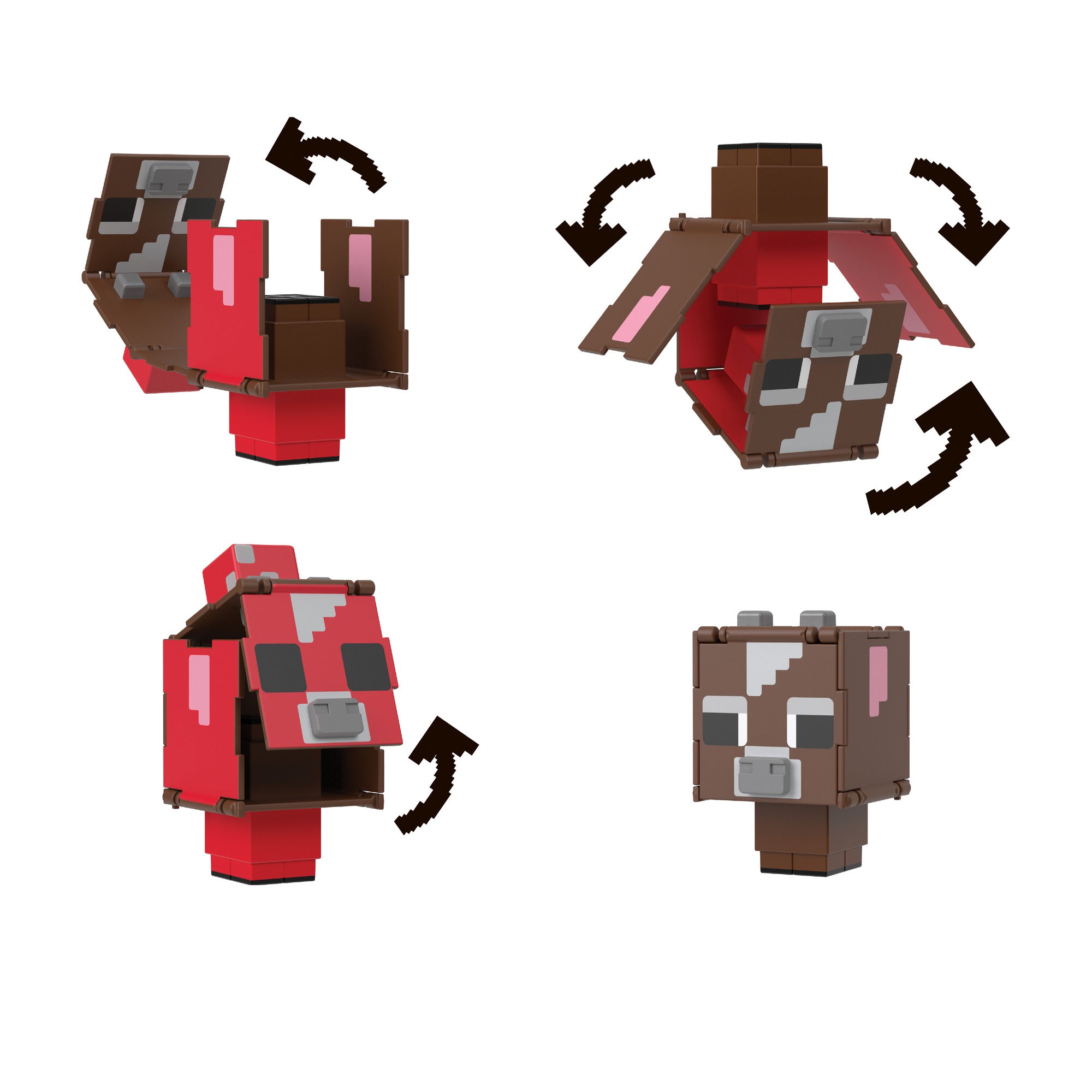 Hot Deal! Minecraft Flippin' Figs Collectible Set: Mooshroom + Cow Figures