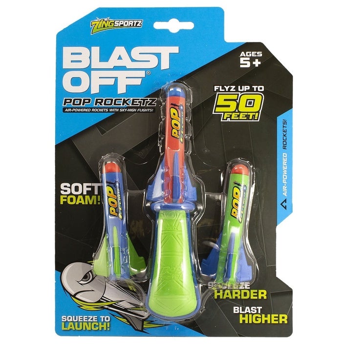 Zing Toys Super-Powered Air Blast Off Pop Foam Rocket Launcher