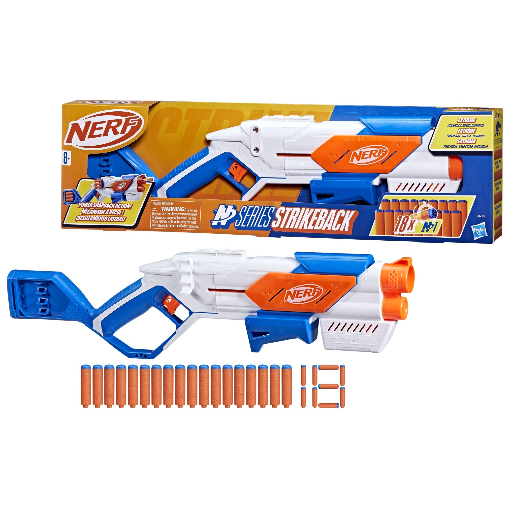 NERF N Series Strikeback Blaster with High - Performance N1 Darts