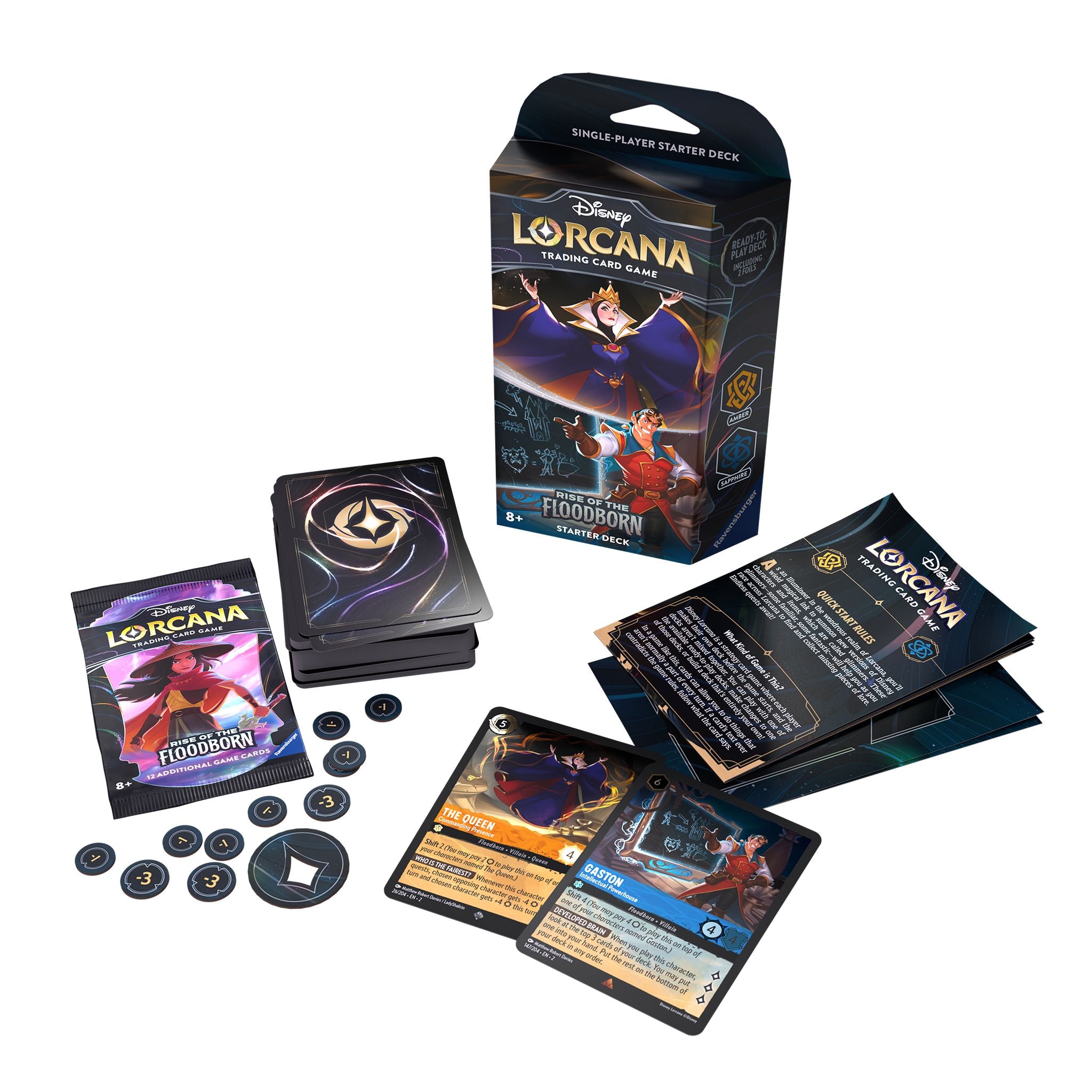 Hot Deal! Disney Lorcana TCG Season 2 Rise Of Floodborn Starter Deck: Amber & Sapphire for New Players