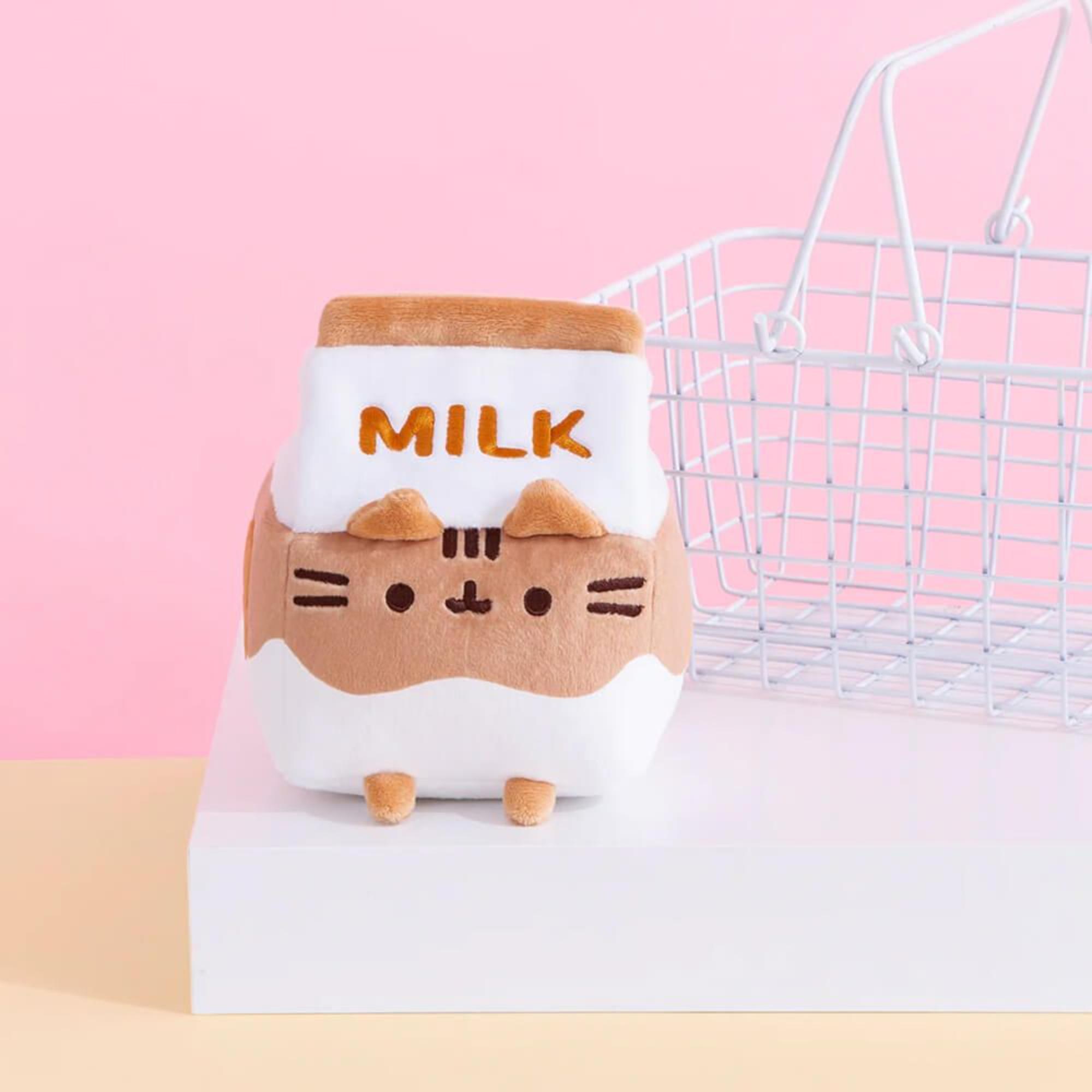 Hot Sale! 12cm Pusheen Plush as Chocolate Milk Sipping Character
