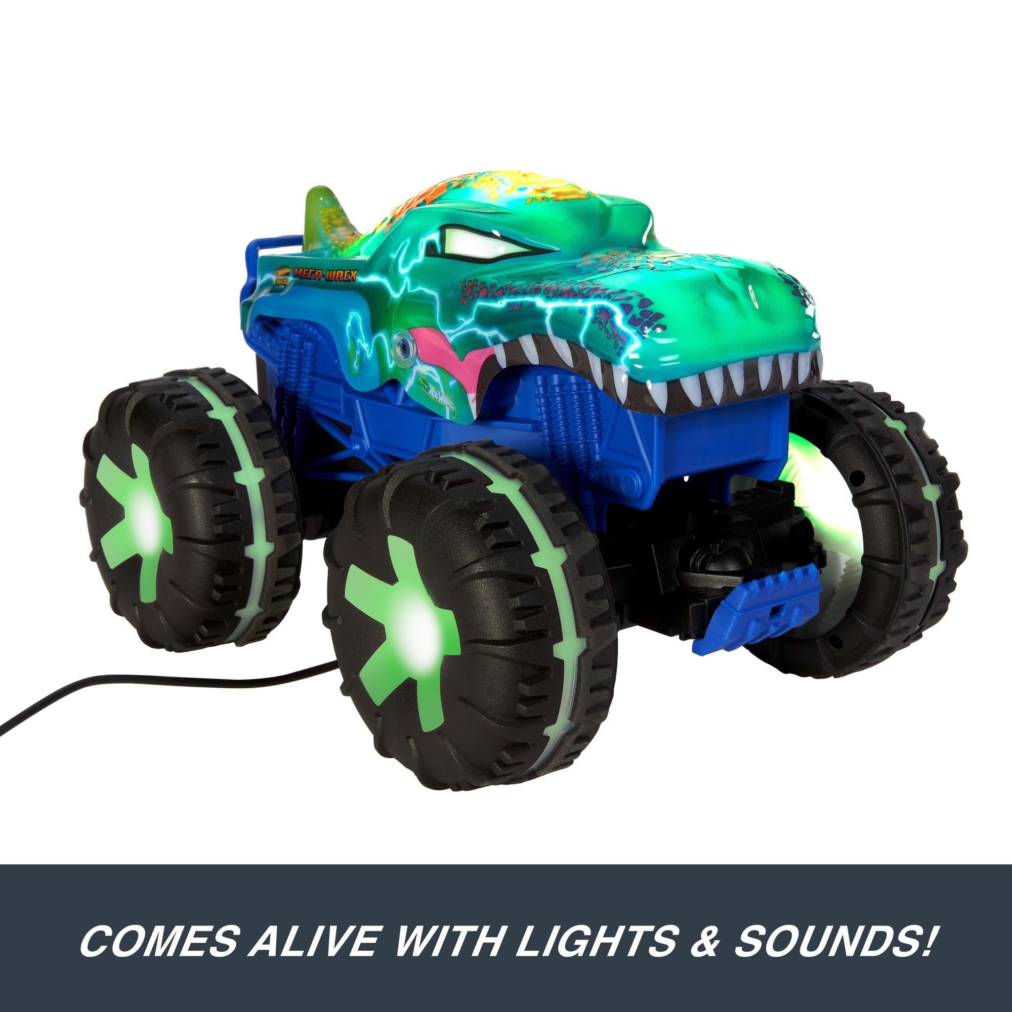 Hot Wheels 1:15 Scale Mega Wrex Alive Remote - Control Monster Truck: 3 Play Modes for Kids