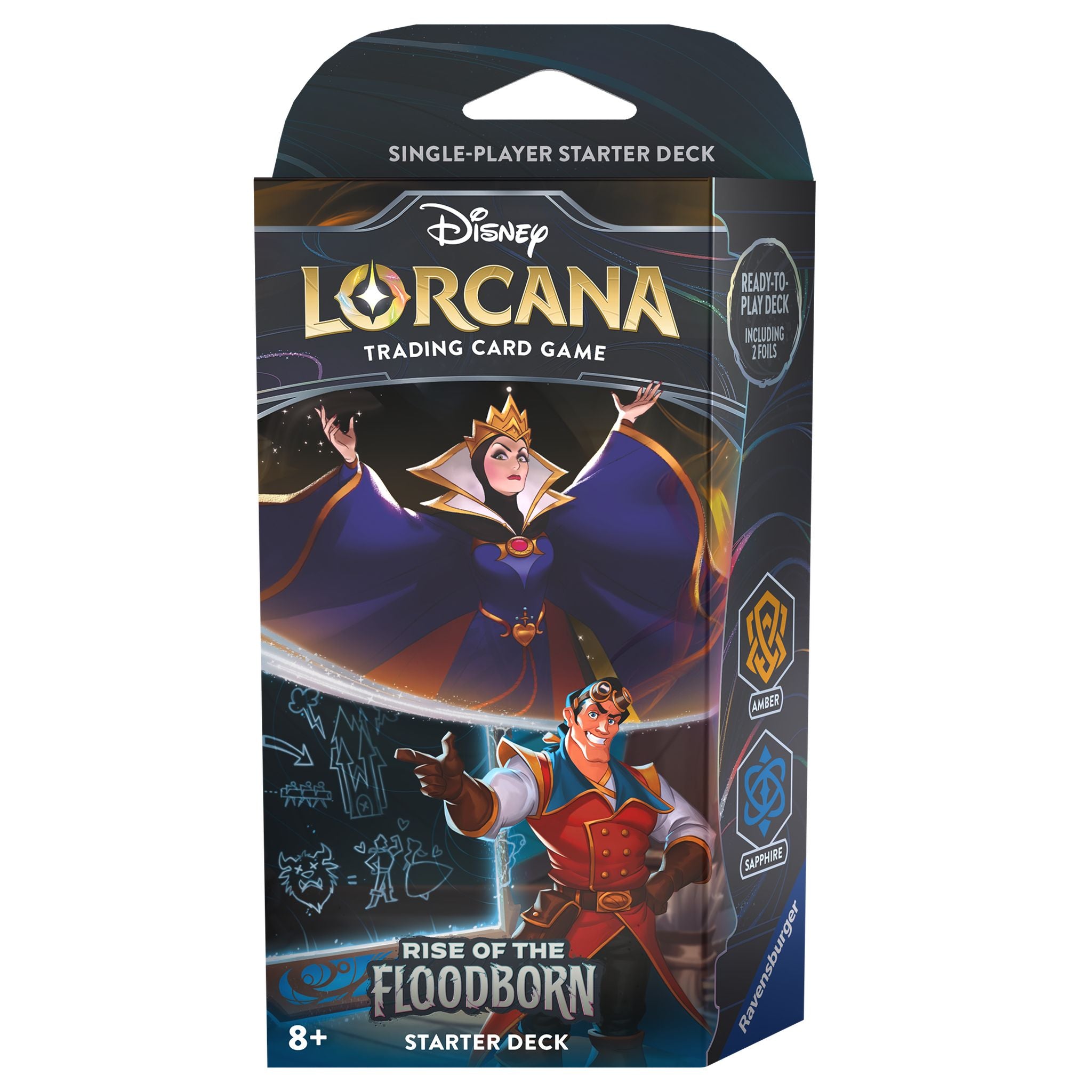 Hot Deal! Disney Lorcana TCG Season 2 Rise Of Floodborn Starter Deck: Amber & Sapphire for New Players