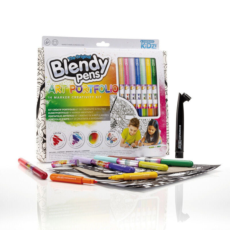 14-Piece Chameleon Kidz Art Portfolio Kit with Blendable Markers