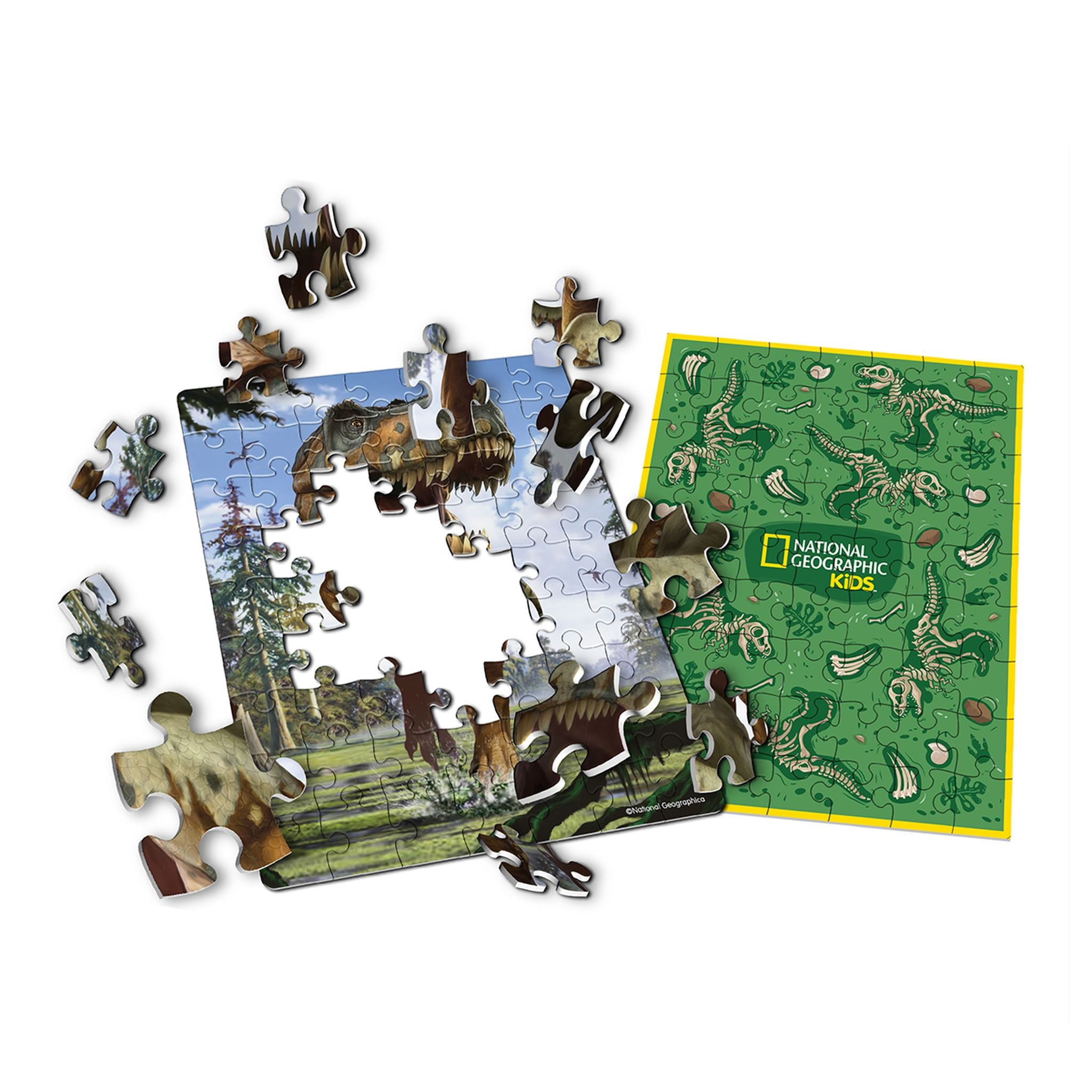 Hot Sale! National Geographic 63-Piece Double-Sided Dinosaur Puzzle of Tyrannosaurus Rex in Egg-Shaped Tin