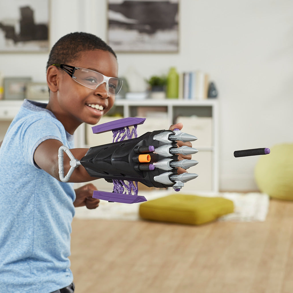 Hot! Marvel Mech Strike Mechasaurs Black Panther Sabre Claw Nerf Blaster
