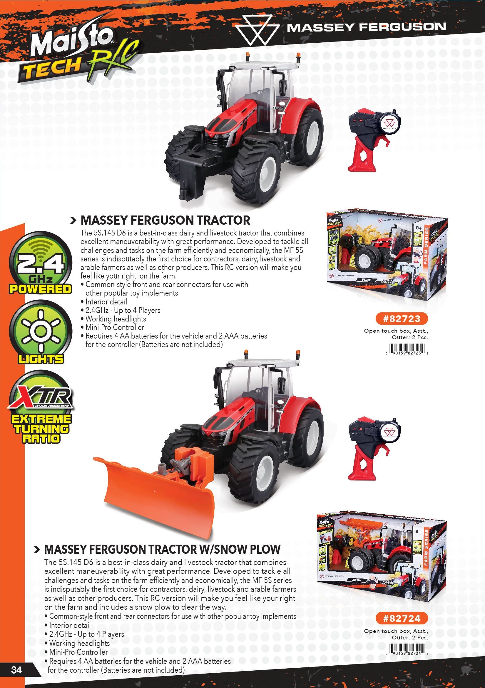 Hot Deal! Maisto Tech 1:16 Scale Remote - Controlled Massey Ferguson 5S.145 Farm Tractor